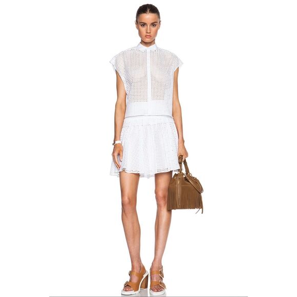 Rag & Bone Lakewood Eyelet Tiered Mini Skirt in White Size 4 - Picture 12 of 12